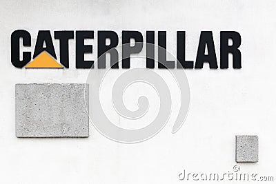 Caterpillar logo on a wall Editorial Stock Photo