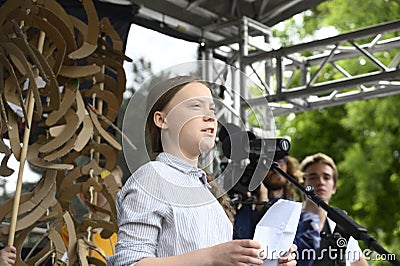 Greta Thunberg at the Friday for Future demonstration in Vienna Editorial Stock Photo