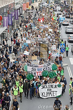 Greta Thunberg and the Global Strike For Future, a demonstration to force the heads of state to make decitions to stop the climate Editorial Stock Photo