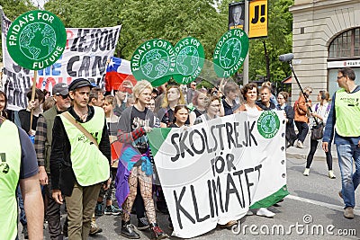 Greta Thunberg and the Global Strike For Future, a demonstration to force the heads of state to make decitions to stop the climate Editorial Stock Photo