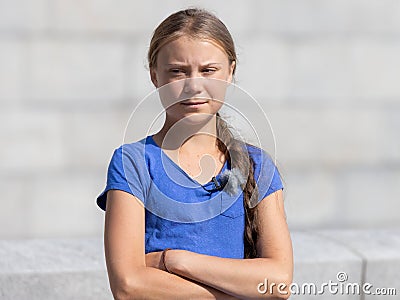 Greta Thunberg protesting in Stockholm Editorial Stock Photo