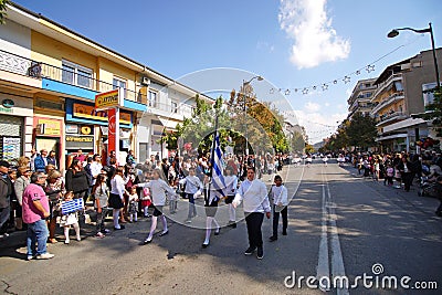 Grevena, October 13, 2018, National parade held in the town of Grevena Editorial Stock Photo