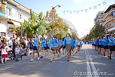 Grevena, October 13, 2018, National parade held in the town of Grevena Editorial Stock Photo