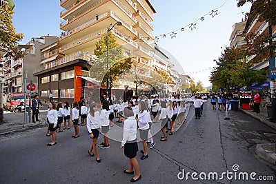 Grevena, October 13, 2018, National parade held in the town of Grevena Editorial Stock Photo