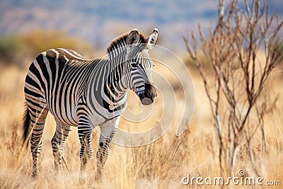 grevys zebra grazing in the dry grasslands Stock Photo