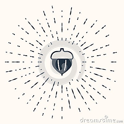 Grey Acorn icon isolated on beige background. Abstract circle random dots. Vector Vector Illustration