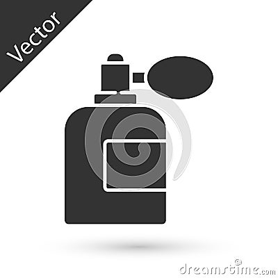 Grey Aftershave bottle with atomizer icon isolated on white background. Cologne spray icon. Male perfume bottle. Vector Vector Illustration