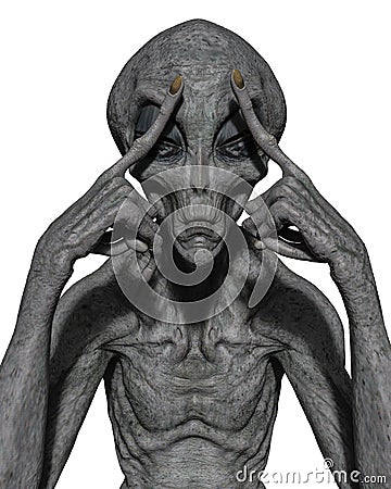 Grey alien exploring arround Stock Photo