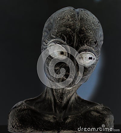 Grey Alien Statue Negative Effect Close Style Image Stock Photo