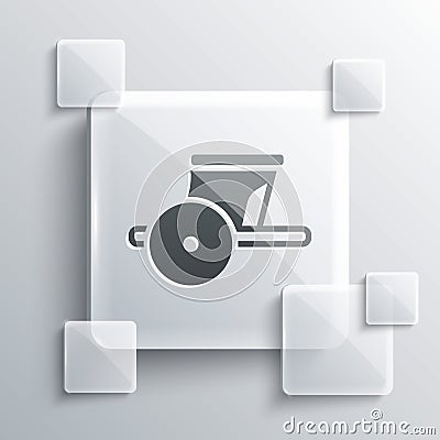 Grey Ancient Greece chariot icon isolated on grey background. Square glass panels. Vector Vector Illustration