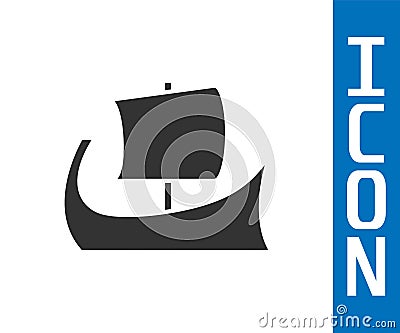 Grey Ancient Greek trireme icon isolated on white background. Vector Vector Illustration