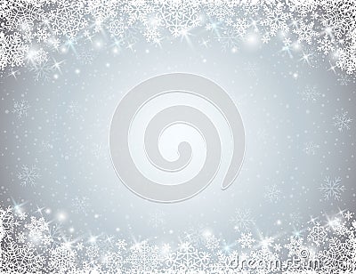 Grey background with frame of snowflakes Vector Illustration