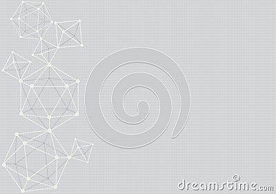 Grey background with volume geometric shapes make from dots. Vector Illustration