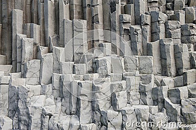 Grey basalt columns, Reynisdrangar, Iceand Stock Photo