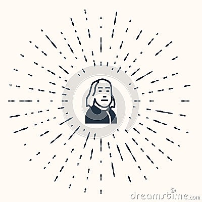 Grey Benjamin Franklin icon isolated on beige background. Abstract circle random dots. Vector Stock Photo