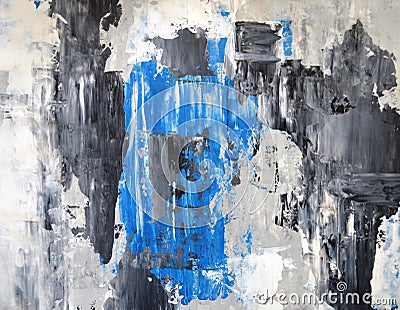 Grey and Blue Abstract Art Painting Stock Photo