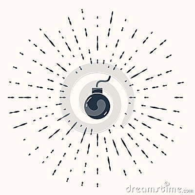 Grey Bomb ready to explode icon isolated on beige background. Abstract circle random dots. Vector Stock Photo