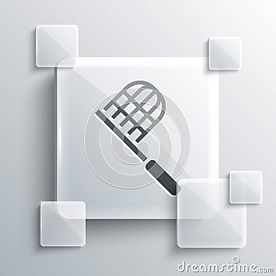 Grey Butterfly net icon isolated on grey background. Square glass panels. Vector Vector Illustration