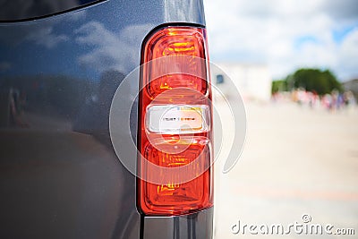 Grey car rear square headlight Stock Photo