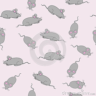 Grey cartoon mice seamless Vector Illustration