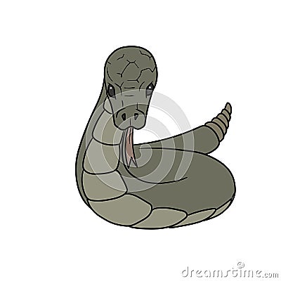 Grey cartoon snake Vector Illustration