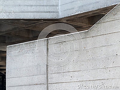 Grey cast concrete walls with slopes and corners texture backgr Stock Photo