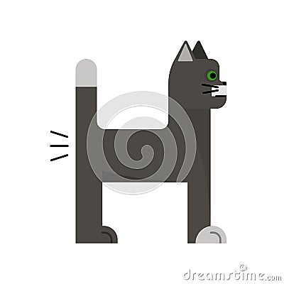 Grey cat with green eyes. Vector Illustration