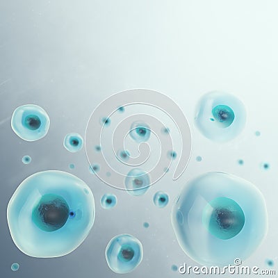 Grey cell background. Life and biology, medicine scientific, molecular research. 3d illustration. Cartoon Illustration