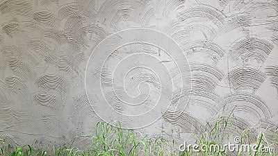 Grey cement wall plastering with circle geometric wave pattern Stock Photo