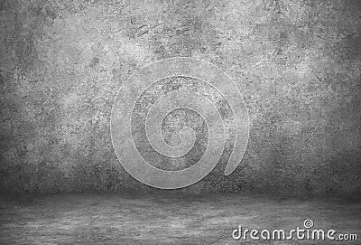 Grey cement wall and studio room with backdrops background. Blank product display Stock Photo