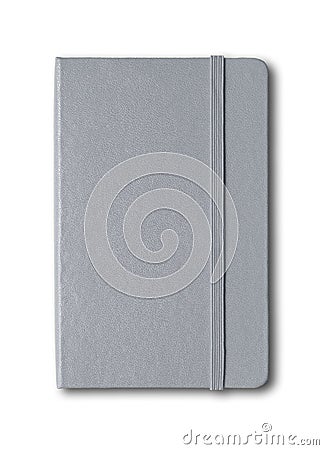 Grey closed notebook isolated on white Stock Photo