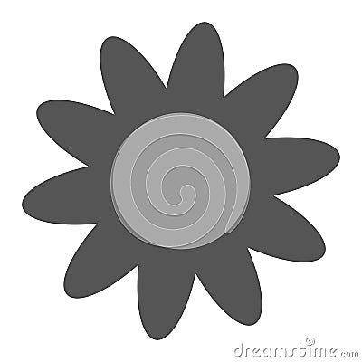 Grey color Daisy flower with petals on white background. Daisy flower icon vector eps10. Vector Illustration