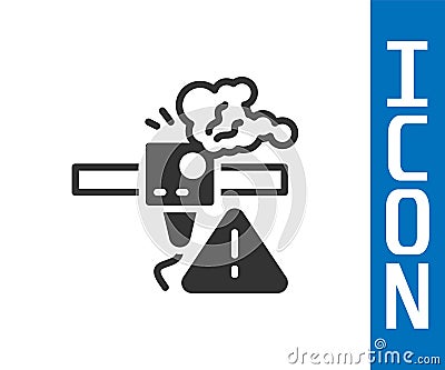 Grey 3D printer warning icon isolated on white background. 3d printing. Vector Vector Illustration