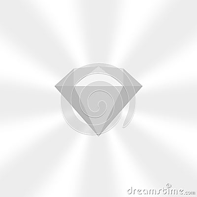 Grey diamond gemstone on zoom comics, gray flat diamonds jewelry icon, grey gems on soft rays burst shine background, gray diamond Vector Illustration