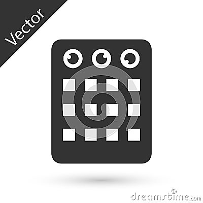 Grey Drum machine icon isolated on white background. Musical equipment. Vector Stock Photo