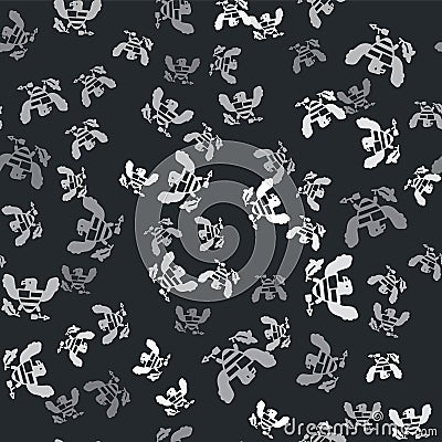 Grey Eagle icon isolated seamless pattern on black background. American Presidential symbol. Vector Vector Illustration