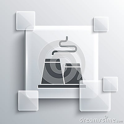Grey Factory icon isolated on grey background. Industrial building. Square glass panels. Vector Vector Illustration