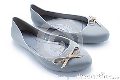 Grey female shoes isolated on white BACKGROUND. Stock Photo