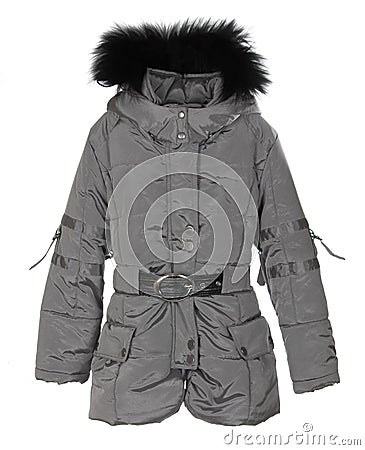 Grey female winter jacket Stock Photo