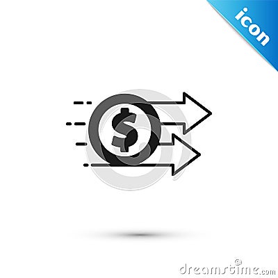 Grey Financial growth dollar coin icon isolated on white background. Increasing revenue. Vector Vector Illustration