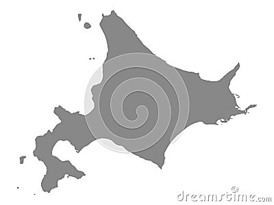 Grey Map of Hokkaido Vector Illustration