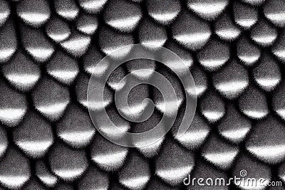 Grey fur texture with fluffy ball seamless pattern hairy wool abstract background. Soft fuzzy sphere bunny tail Stock Photo