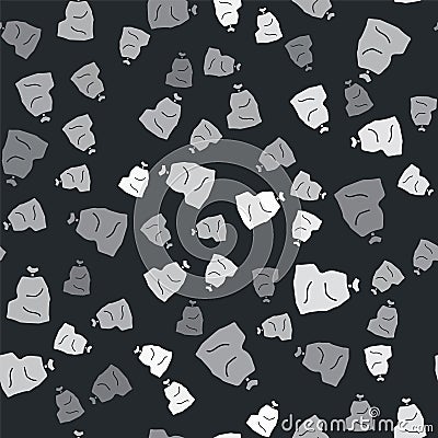 Grey Garbage bag icon isolated seamless pattern on black background. Vector Illustration Vector Illustration