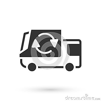 Grey Garbage truck icon isolated on white background. Vector Vector Illustration
