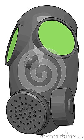 Grey gas mask with green detailes vector illustration Vector Illustration