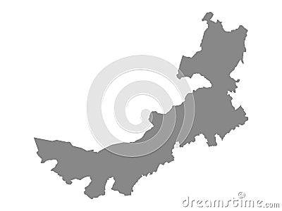 Grey Map of Inner Mongolia Autonomous Region Vector Illustration