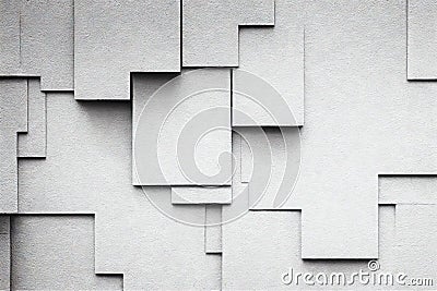 Grey geometric wall with grunge blocks and strong lines on texture made abstract structure. Background with rectangular Stock Photo