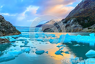 Grey Glacier, Patagonia, Chile, Southern Patagonian Ice Field, Cor Stock Photo