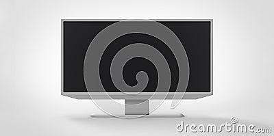 Grey gray silver metal iron reflective 3D TV LCD on white background Stock Photo