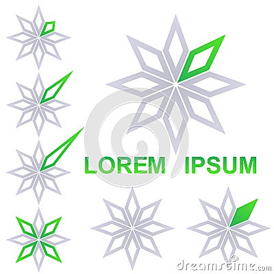 Grey and green star business icon design set Vector Illustration